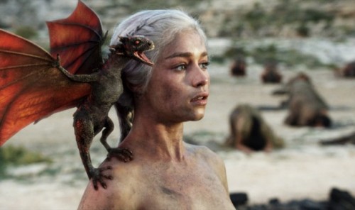 Daenerys, dragon on shoulder