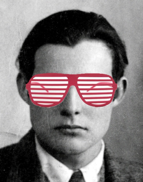 Hemingway, in party sunglasses